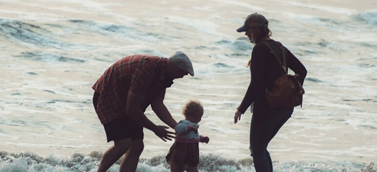Family in the beach